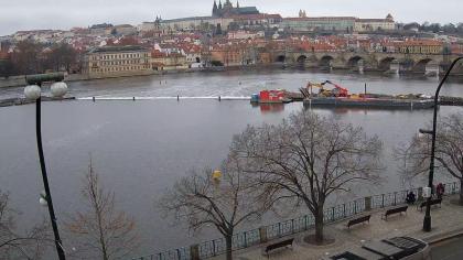 Praga, Czechy - Widok na Most Karola oraz Rzekę We
